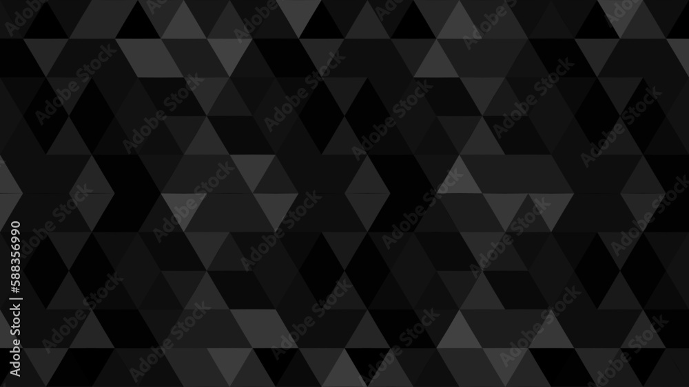 Obraz premium Dark abstract background, black triangle pattern. Vector geometric modern design. Shaded template texture with shape mosaic. Illustration of decoration cover, banner, and element.