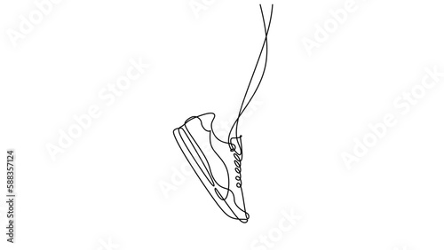 One line drawing shoe, vector illustration minimalist.
