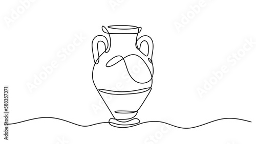 Amphora Ancient Greek clay vase, Vector illustration isolated on white background.