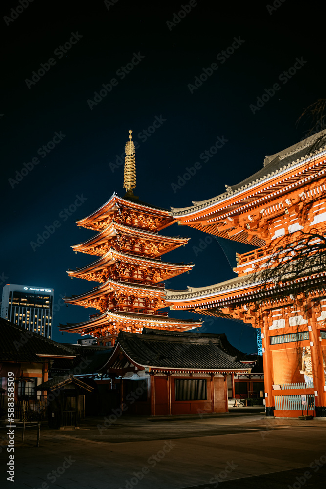 Japanese  temple in night