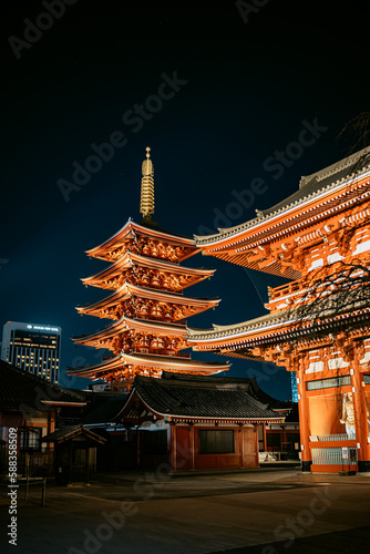 Japanese temple in night
