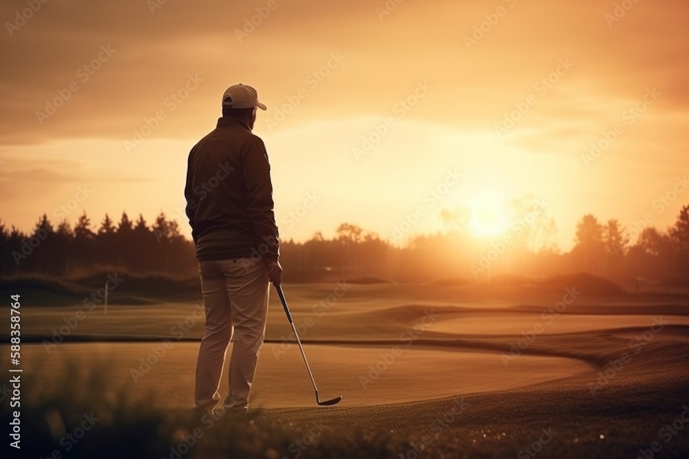 Golfer Focused on Next Shot, Generative AI