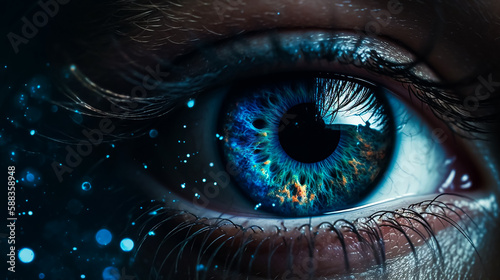Galaxy Eyes. closeup. Generative AI