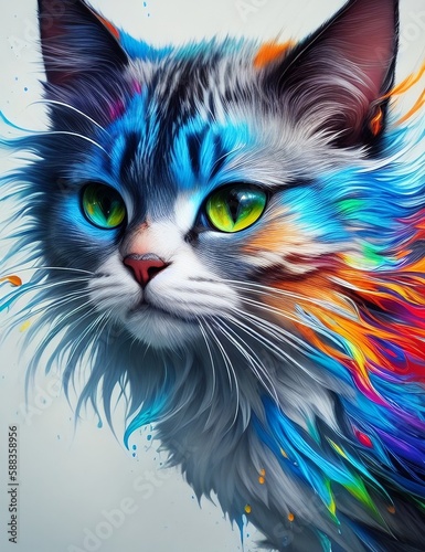 Splash art cat. Generative AI