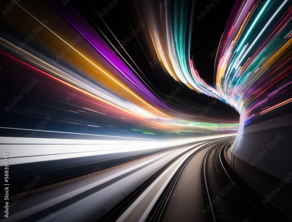 Business concept - high speed abstract MRT track of motion light for background in tokyo, japan. AI generative Business concept - high speed abstract MRT track of motion light for background in tokyo, japan. AI generative