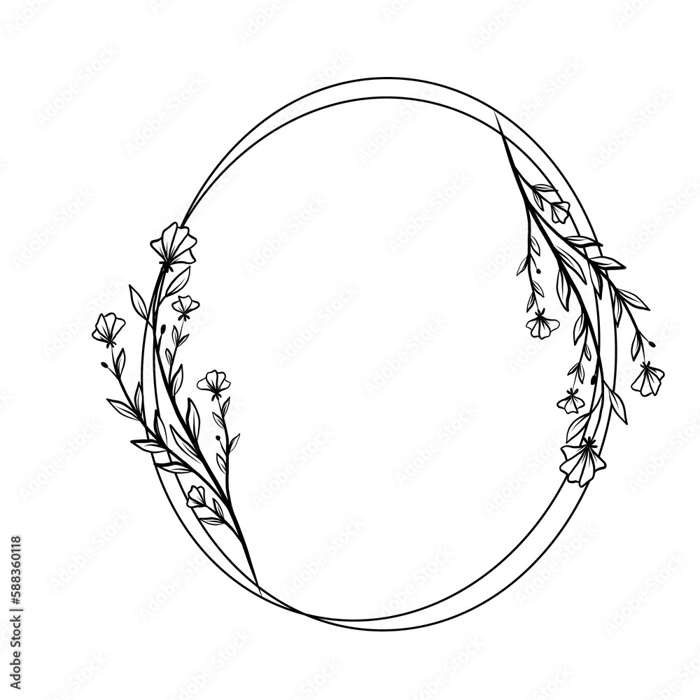 Hand drawn floral frame illustration