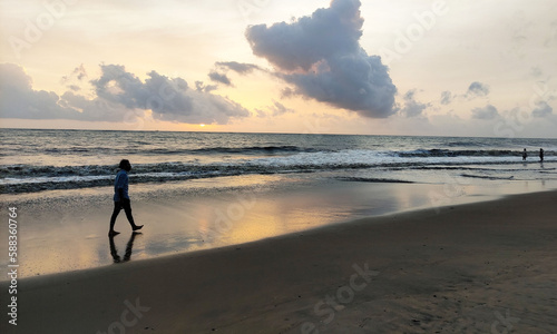 seaside walk when the sunrise