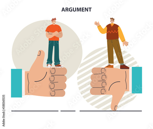 Argument concept set. Controversy or disagreement conversation