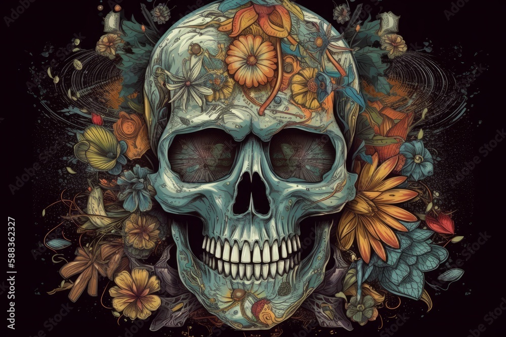 cinco de mayo Day of the Dead Mexican Skull surreal and creative highly detailed created with Generative AI technology cinco de mayo Day of the Dead Mexican Skull surreal and creative highly detailed created with Generative AI technology