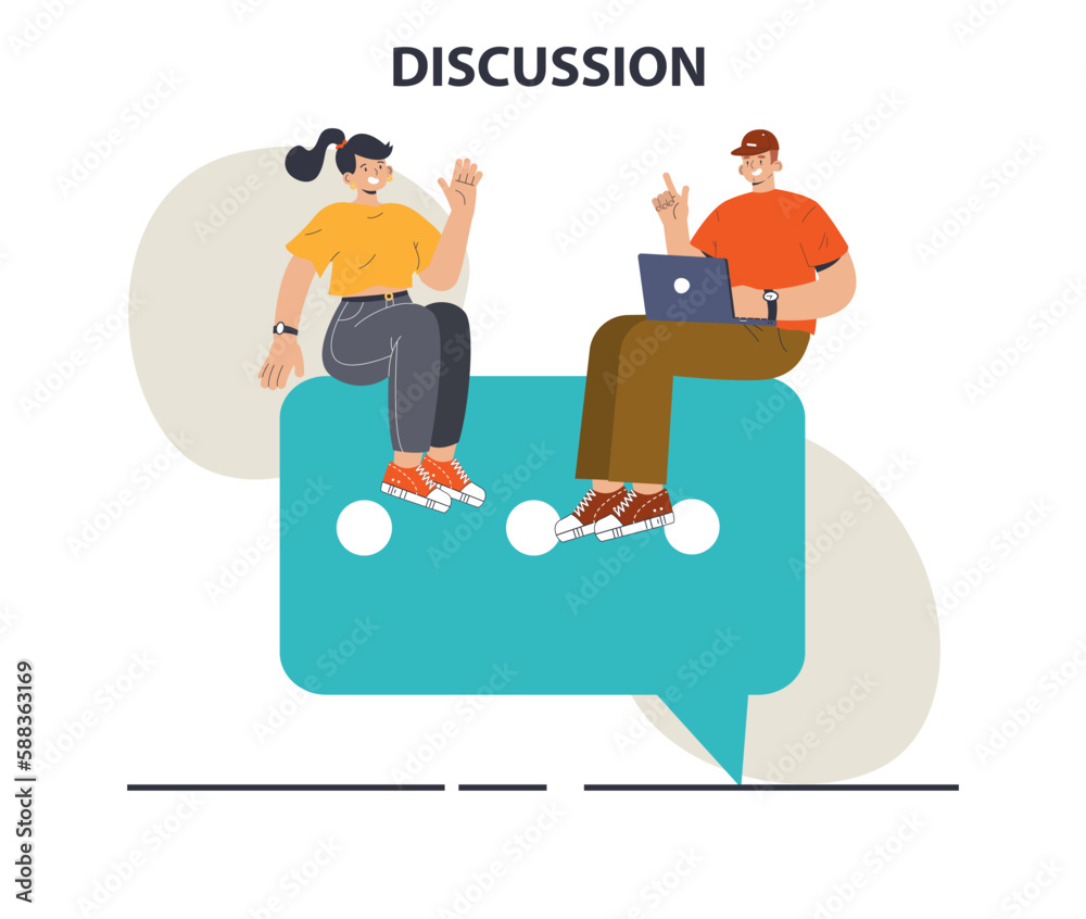 Discussion concept. Characters communicating with each other Discussion concept. Characters communicating with each other