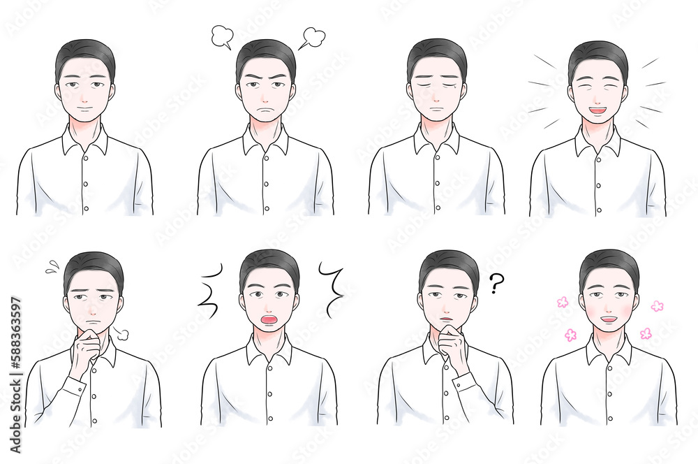 Illustration set of middle-aged men with various expressions Illustration set of middle-aged men with various expressions