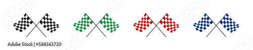 Racing flag icon vector.  Checkered or chequered flag for car racing. Flag Cross. EPS 10