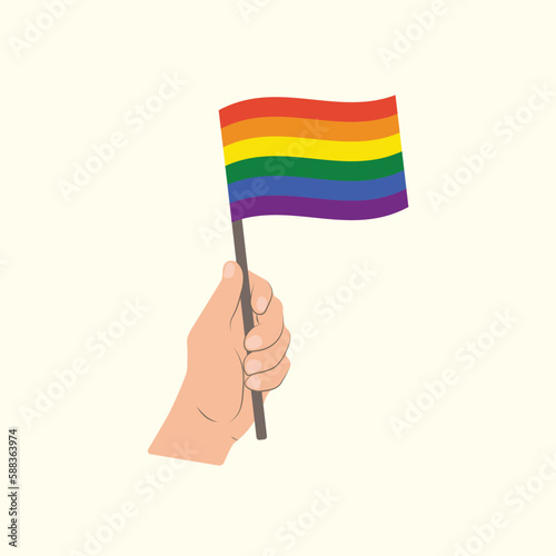 Flag of Rainbow flag  Hand Holding flag