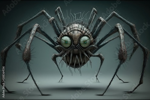 Arachnid creepy creature. Fantasy spider created with Generative AI