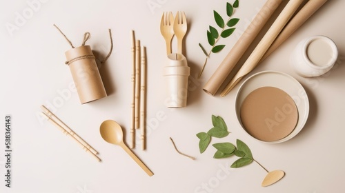 Eco-friendly items such as reusable straws, biodegradable plates, and compostable utensils. Generative AI