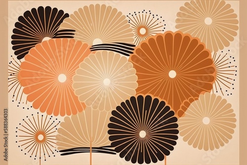 Pattern of objects reminiscent of flowers created with Generative AI 