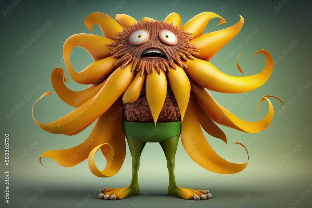 Sunflower cartoon character. Adorable sunflower creature created with