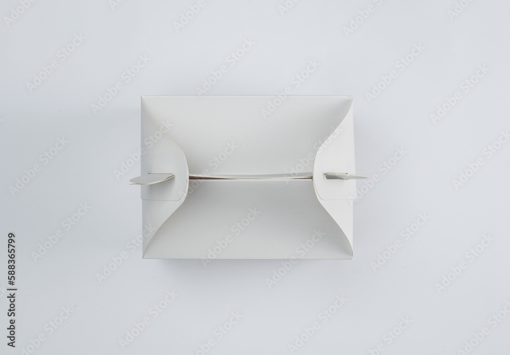 Top view of take away cake box with window shadow isolated on white background Top view of take away cake box with window shadow isolated on white background