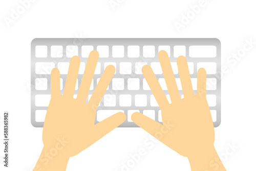 キーボードを打つ手
