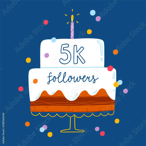 5k followers, thank you vector illustration