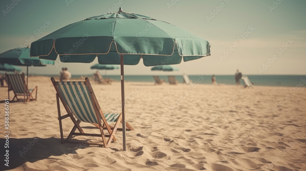 Umbrella with chairs in the beach