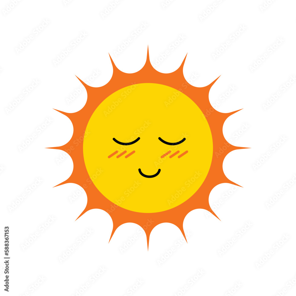 Cartoon Color Smiling Character Sun Icon Sunlight Concept Flat Design Style. Vector illustration of Mascot Star Cartoon Color Smiling Character Sun Icon Sunlight Concept Flat Design Style. Vector illustration of Mascot Star