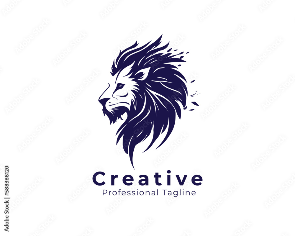 simple abstract lion king head logo template, vector eps file