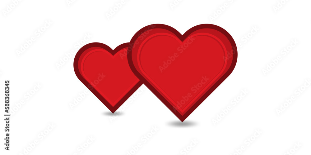 Red heart Icon isolated on white background. Set of love symbol for web site logo