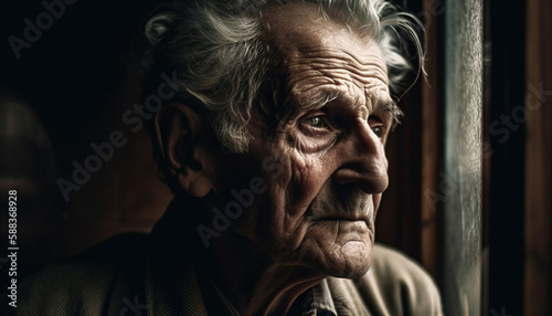 Loneliness and Depression in an Aging Man Portrait generated by AI