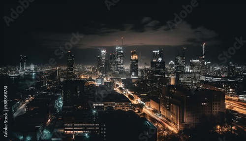 Night sky illuminated by modern cityscape lights generated by AI © Jeronimo Ramos