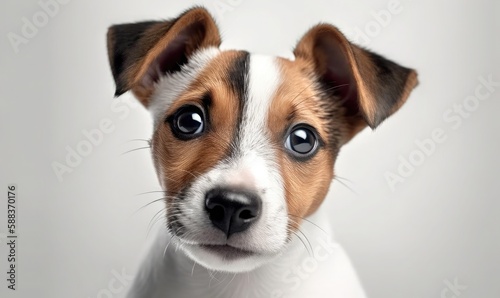 A jack russell terrier puppy on a white background, cute and playful pets, generative AI © Enigma