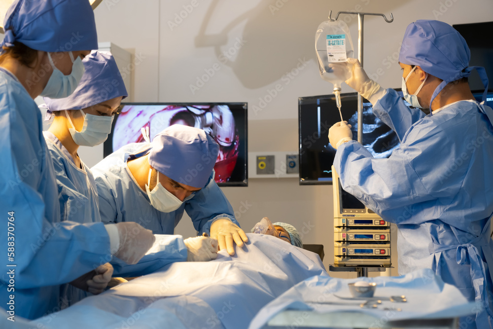The medical team operated on the patient in the operating room of the hospital. The medical team operated on the patient in the operating room of the hospital.