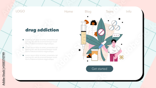 Narcologist web banner or landing page. Specialist provide help