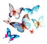 A Watercolor Set of Flying Butterflies - Post-processed Generative AI