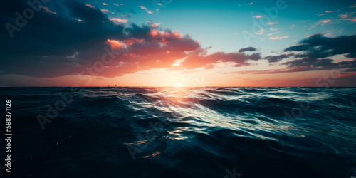 Calming, serene ocean abstract twilight