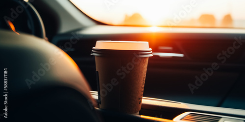 Coffee in the car armrest