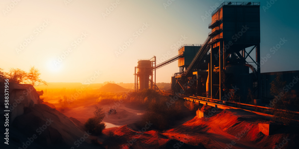 Twilight at a phosphate mine concentrator Twilight at a phosphate mine concentrator