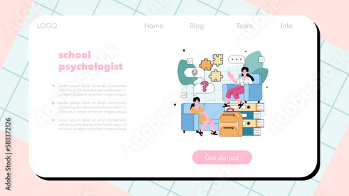 School psychologist web banner or landing page . Mental health diagnostic
