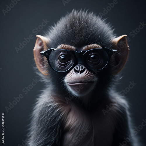 cute monkey wearing shades,generative AI