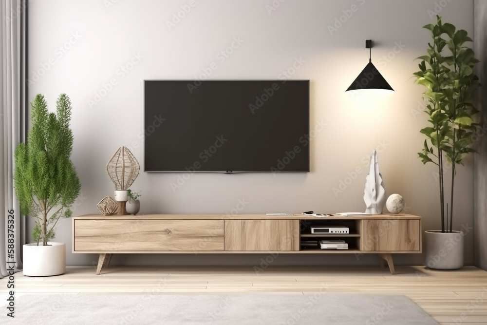 Modern living room. Clean high key interior design concept. Illustration. Generative AI Modern living room. Clean high key interior design concept. Illustration. Generative AI