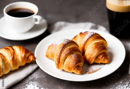 Start your day with energy: freshly baked croissants and a smooth and creamy latte.