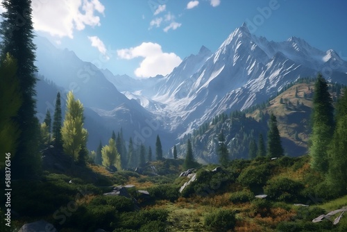 Sweeping vistas, lush forests, and majestic mountains, generative ai