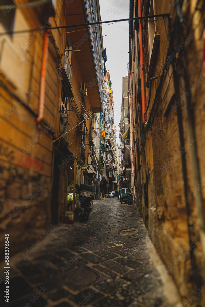 Fototapeta premium Typical street with houses in Italy.