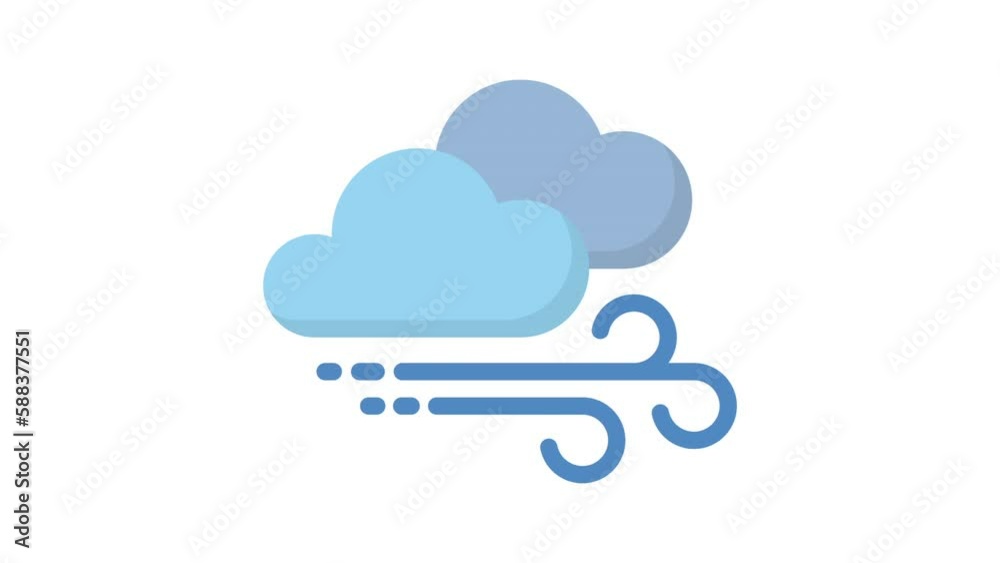 Windy and Cloudy on white background, Weather animated icon
Windy and Cloudy on white background, Weather animated icon