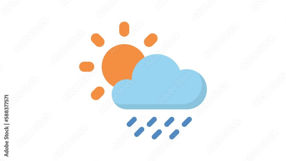 Sunny and rainy on white background, Weather animated icon
Sunny and rainy on white background, Weather animated icon
