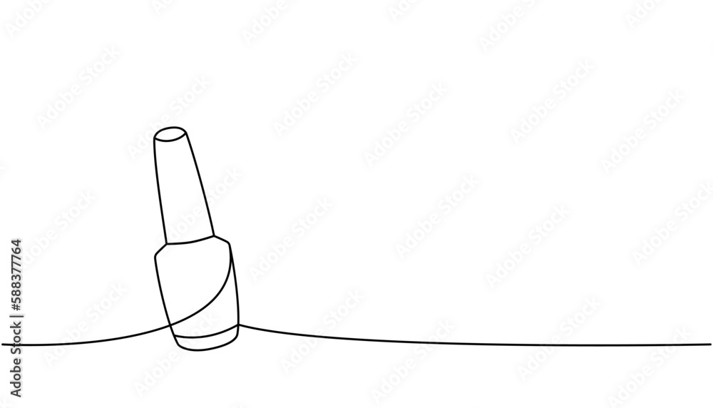 Nail polish one line continuous drawing. Manicure and pedicure tools continuous one line illustration. Vector linear illustration Nail polish one line continuous drawing. Manicure and pedicure tools continuous one line illustration. Vector linear illustration