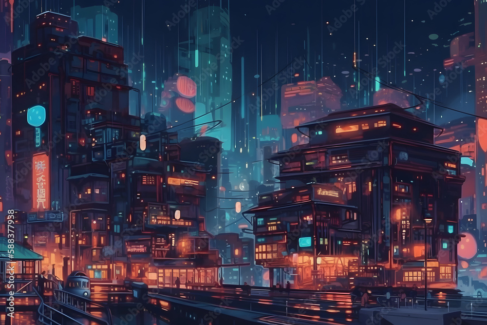 Night City of the future. Generative AI Night City of the future. Generative AI