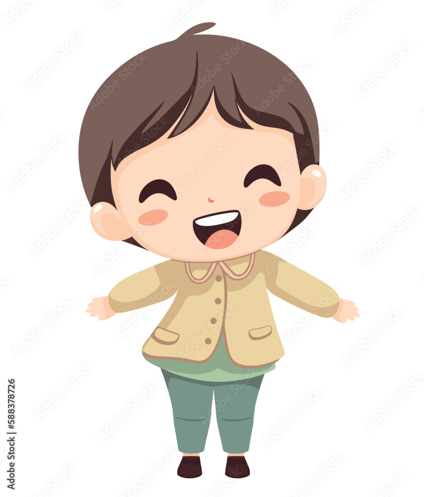 Cheerful boy laughing and looking cute