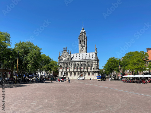 Middelburg Stadhuis with market place in the netherlands