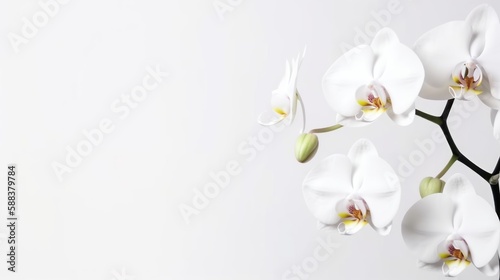 orchid Flowers spring summer Minimalism white Background with empty copy space generative ai